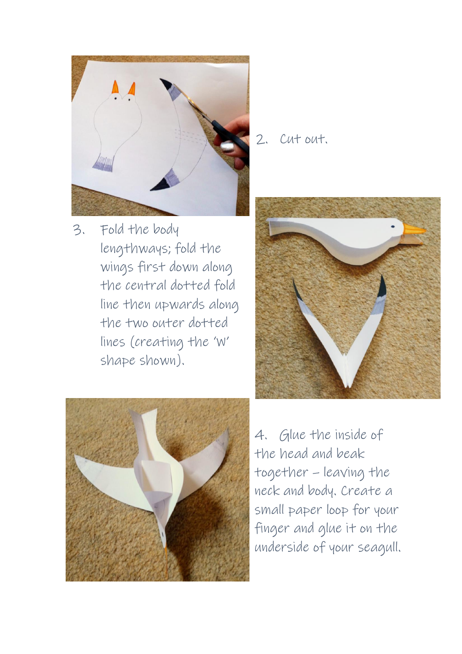 Flapping Seagull Finger Puppet Template, Page 2