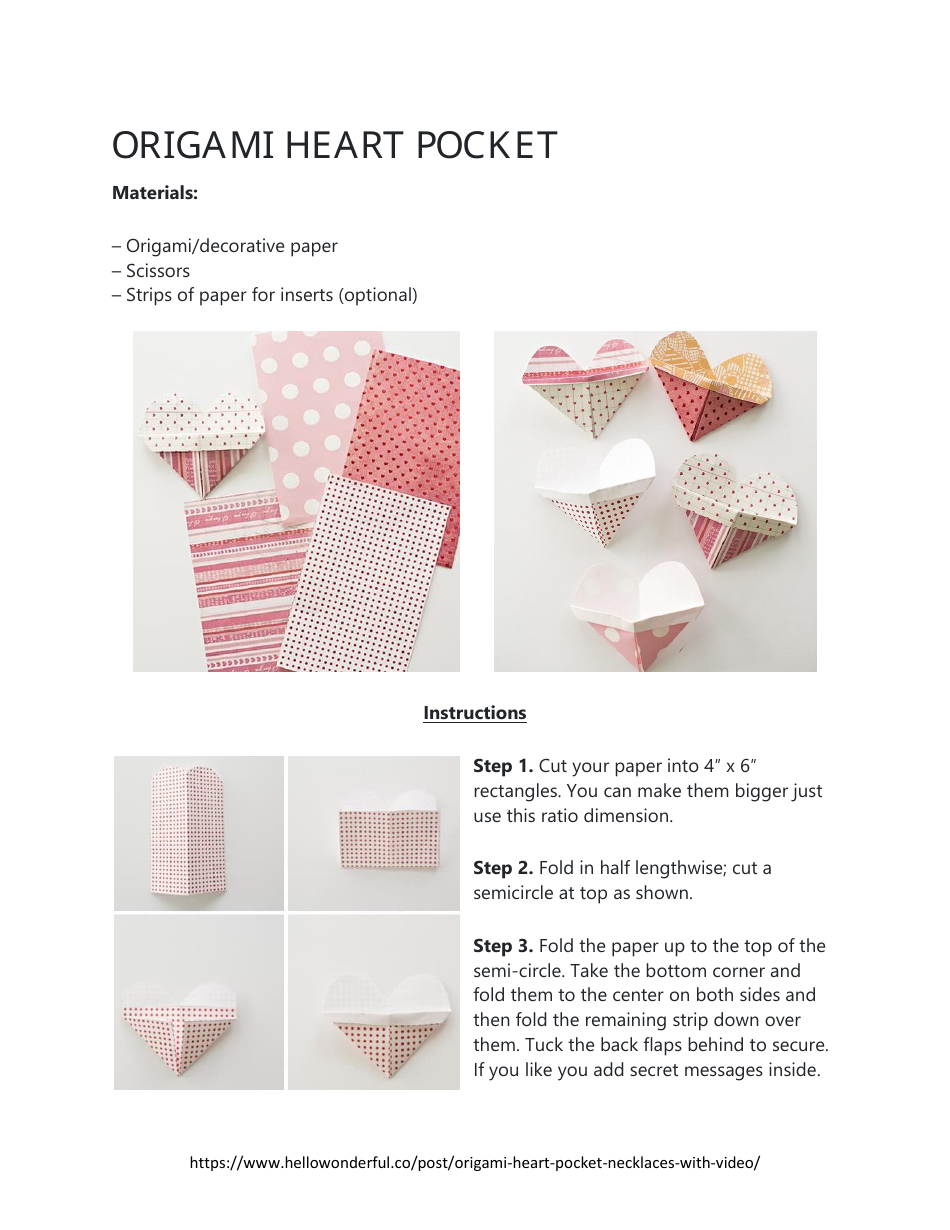 Origami Heart Pocket Download Printable Pdf Templateroller