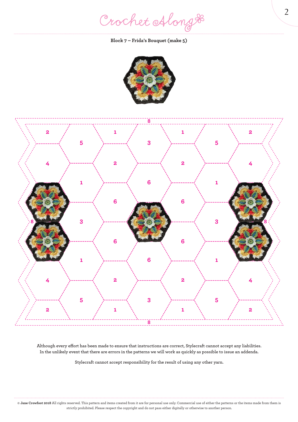 Fridas Bouquet Blanket Pattern Template - Jane Crowfoot, Page 3