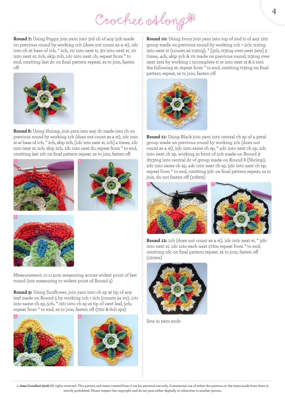 Fridas Bouquet Blanket Pattern Template - Jane Crowfoot, Page 5