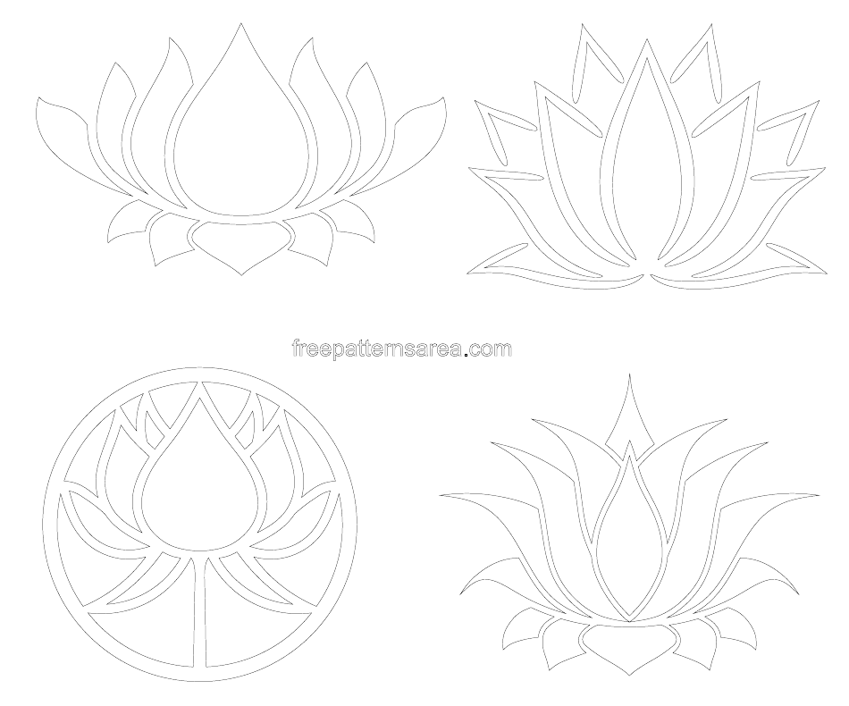 Lotus Flower Outline Templates, Page 1