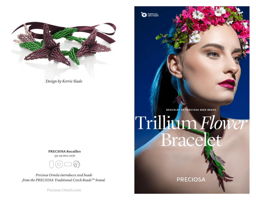 Trillium Flower Bracelet Beading Pattern - Preview