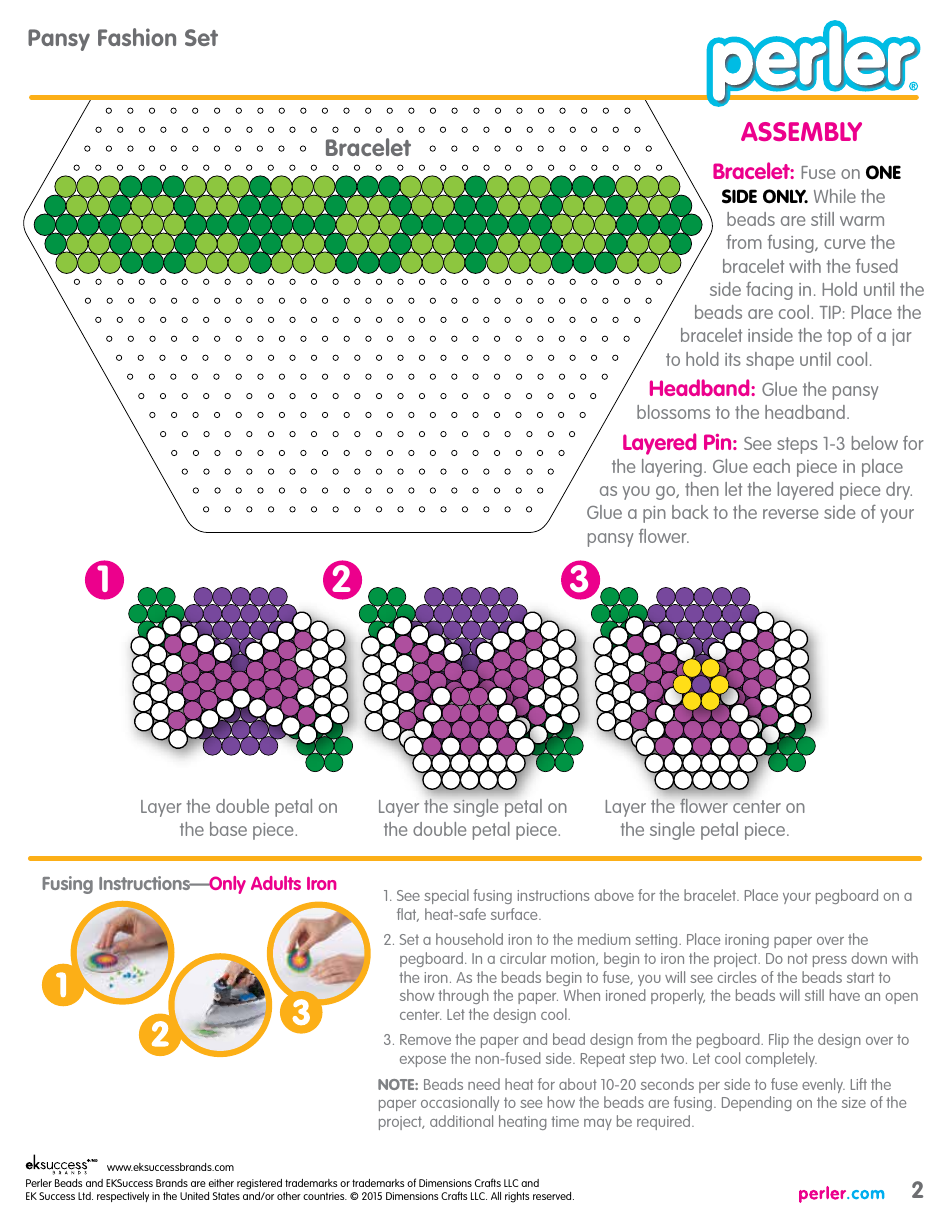 Perler Beads Pansy Fashion Set Pattern - Dimensions Crafts, Page 2