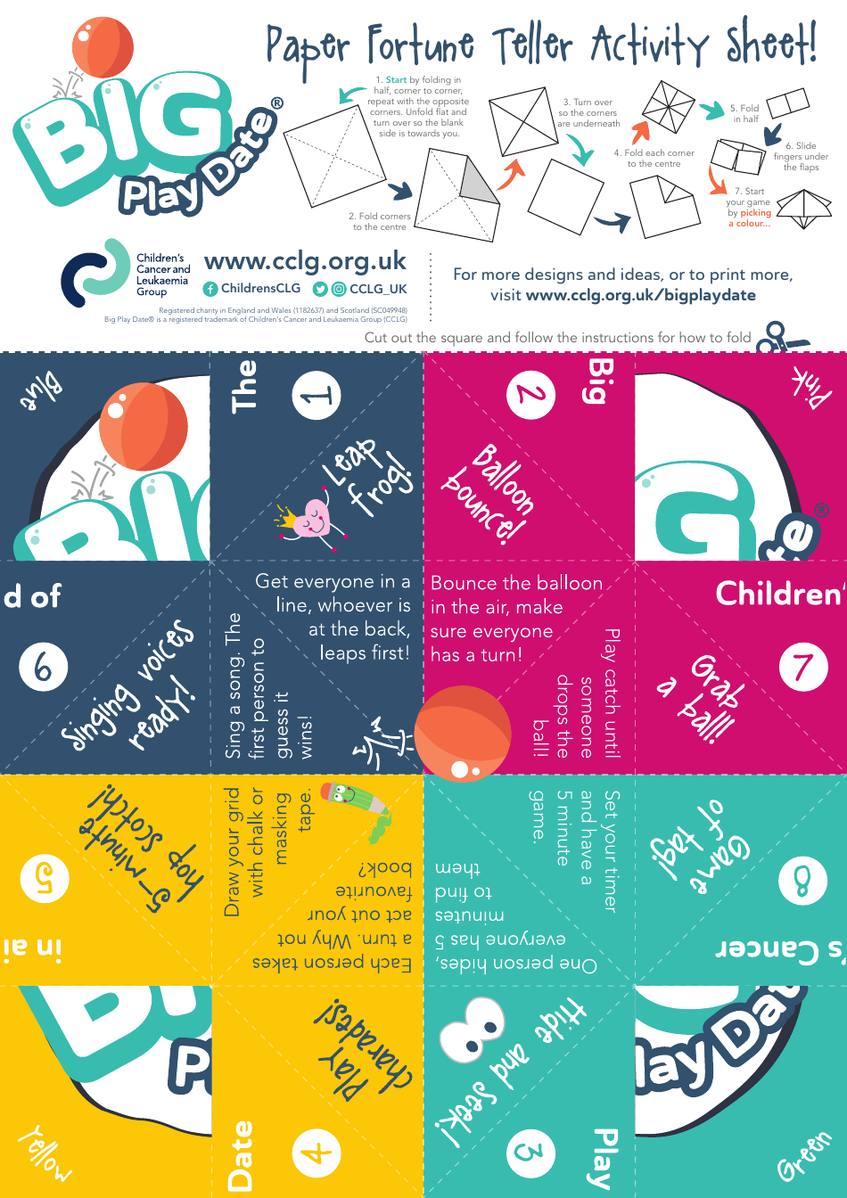 Paper Fortune Teller Template Big Play Date Download Printable PDF