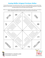 Document preview: Coping Skills Origami Fortune Teller Template