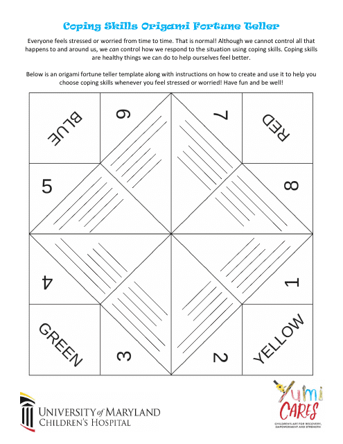 Coping Skills Origami Fortune Teller Template - Preview Image