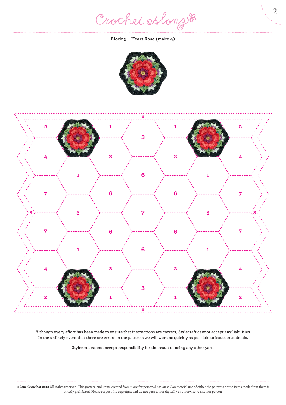 Heart Rose Quilting Pattern (UK Terms) - Stylecraft Yarns, Page 3