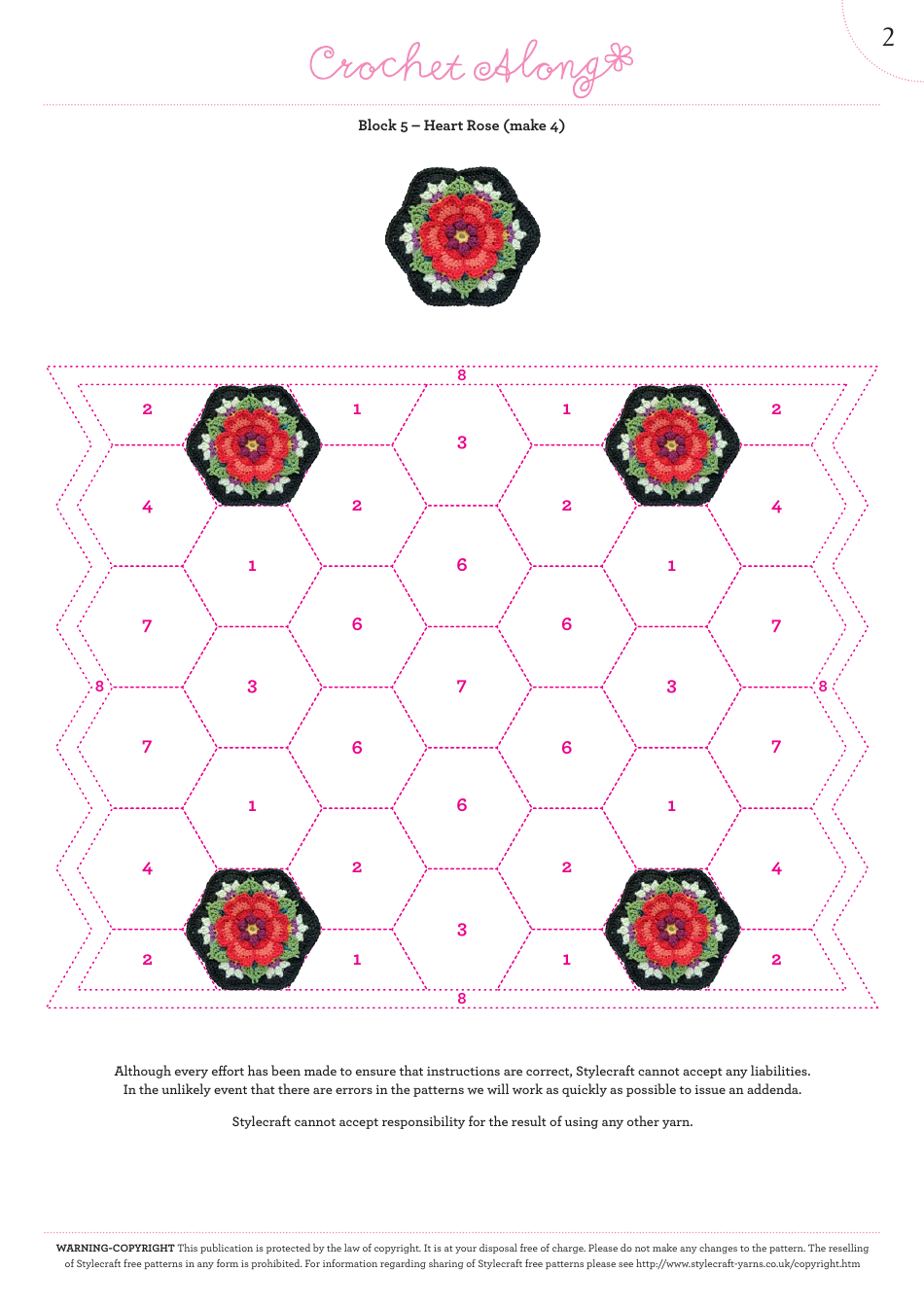 Heart Rose Quilting Pattern (US Terms) - Stylecraft Yarns, Page 3