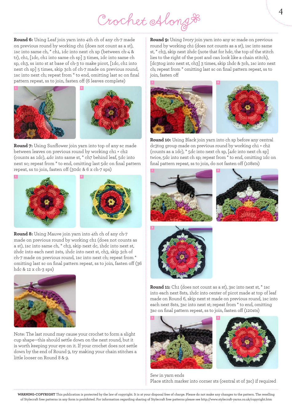 Heart Rose Quilting Pattern (US Terms) - Stylecraft Yarns, Page 5