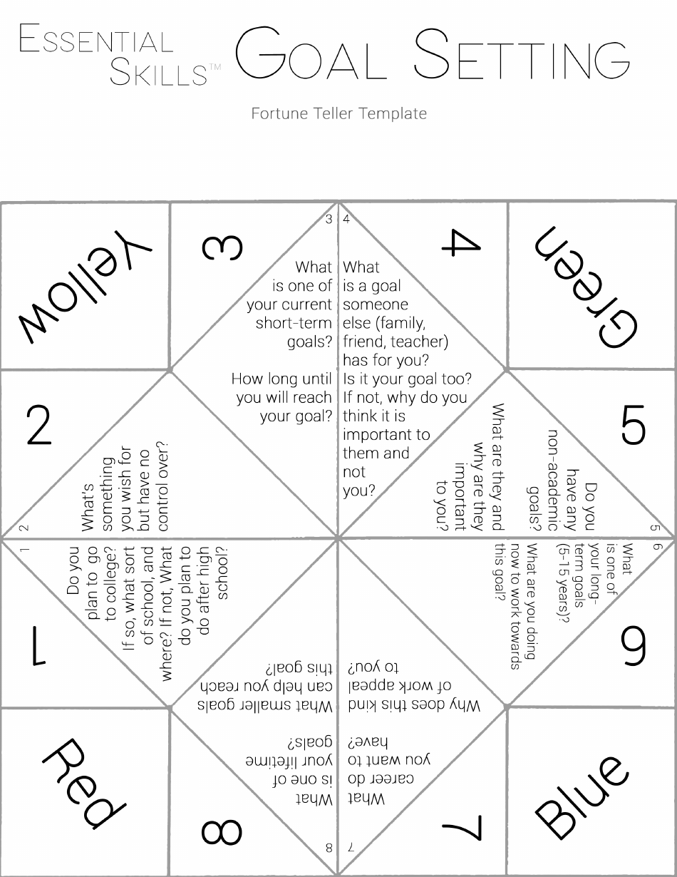 Goal Setting Fortune Teller Template - Cfes, Page 3