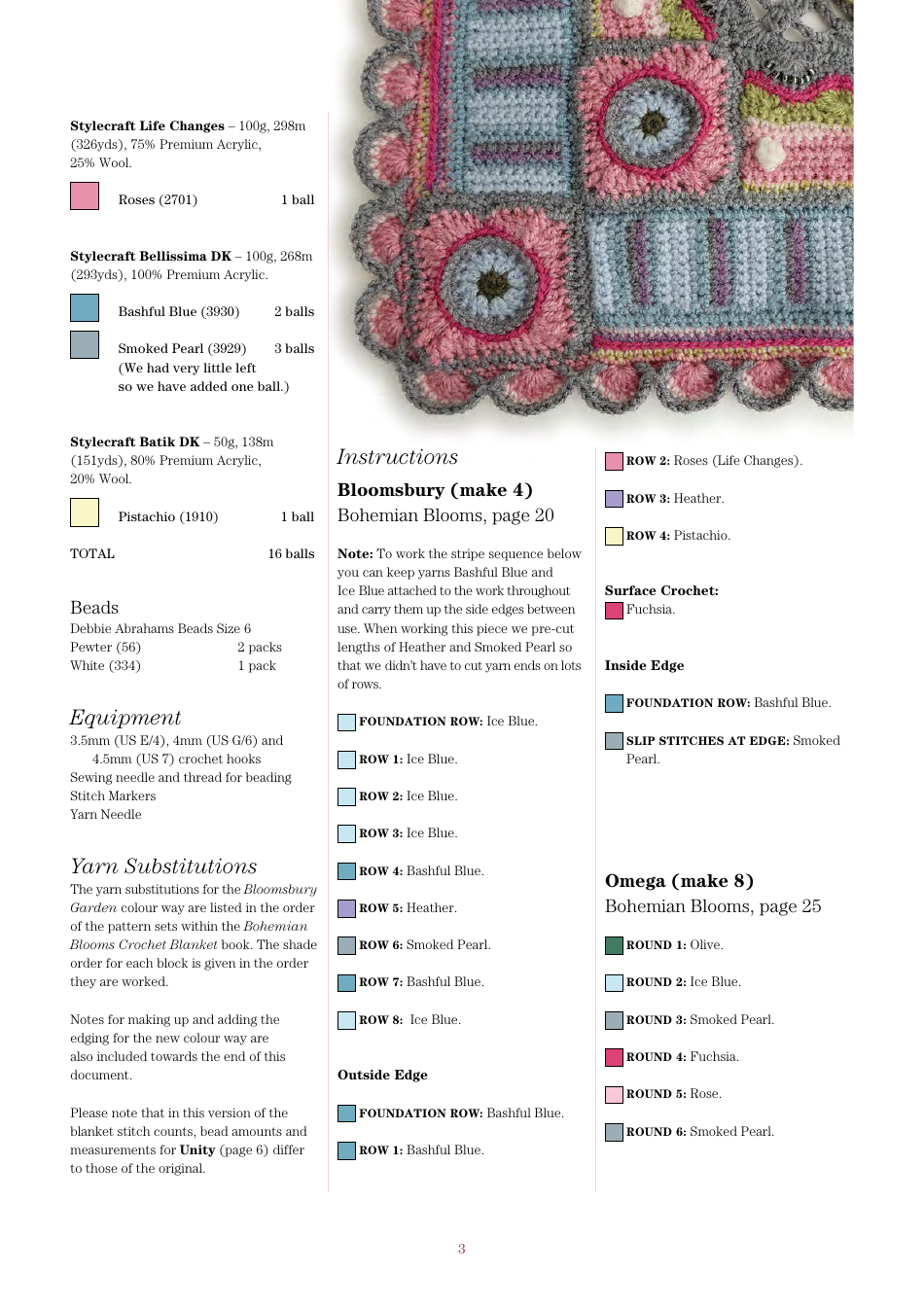 Bohemian Blooms Crochet Blanket Pattern - Jane Crowfoot, Page 3