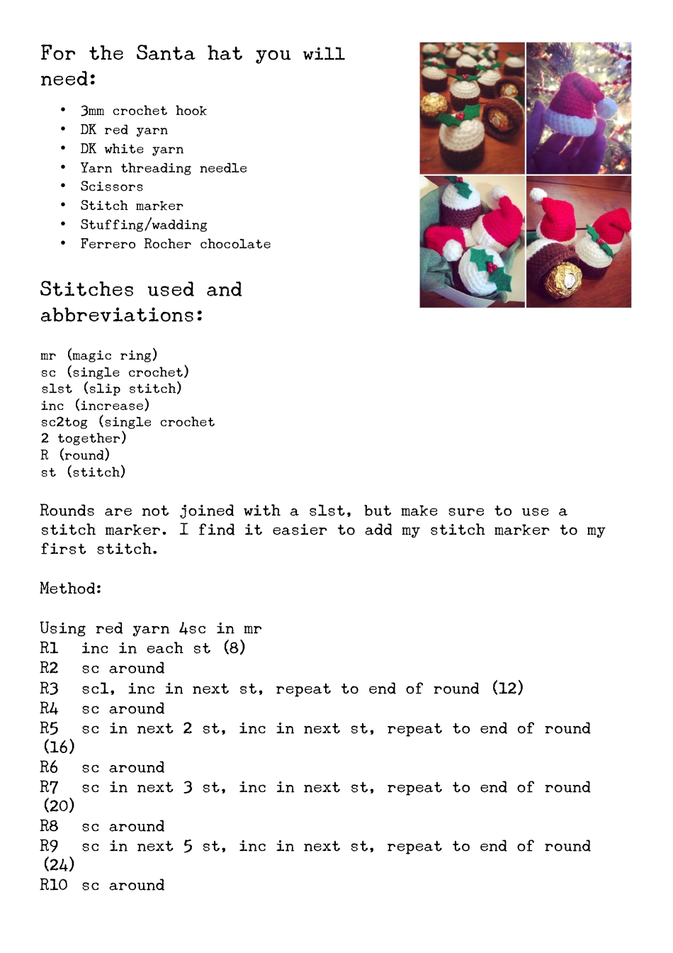 Santa Hat and Christmas Pudding Ferrero Rocher Cover Patterns, Page 3