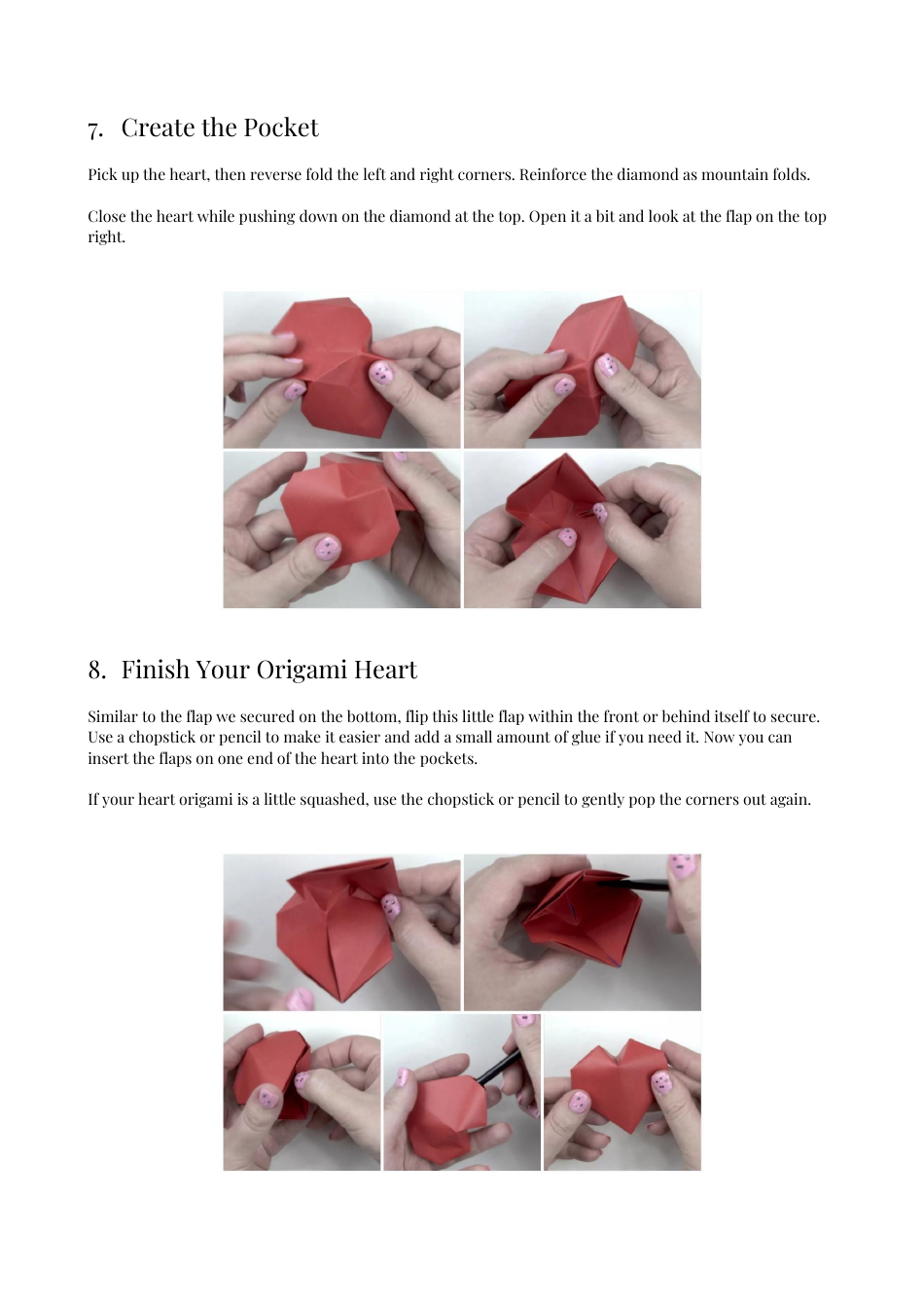 Origami Paper Heart Template, Page 6