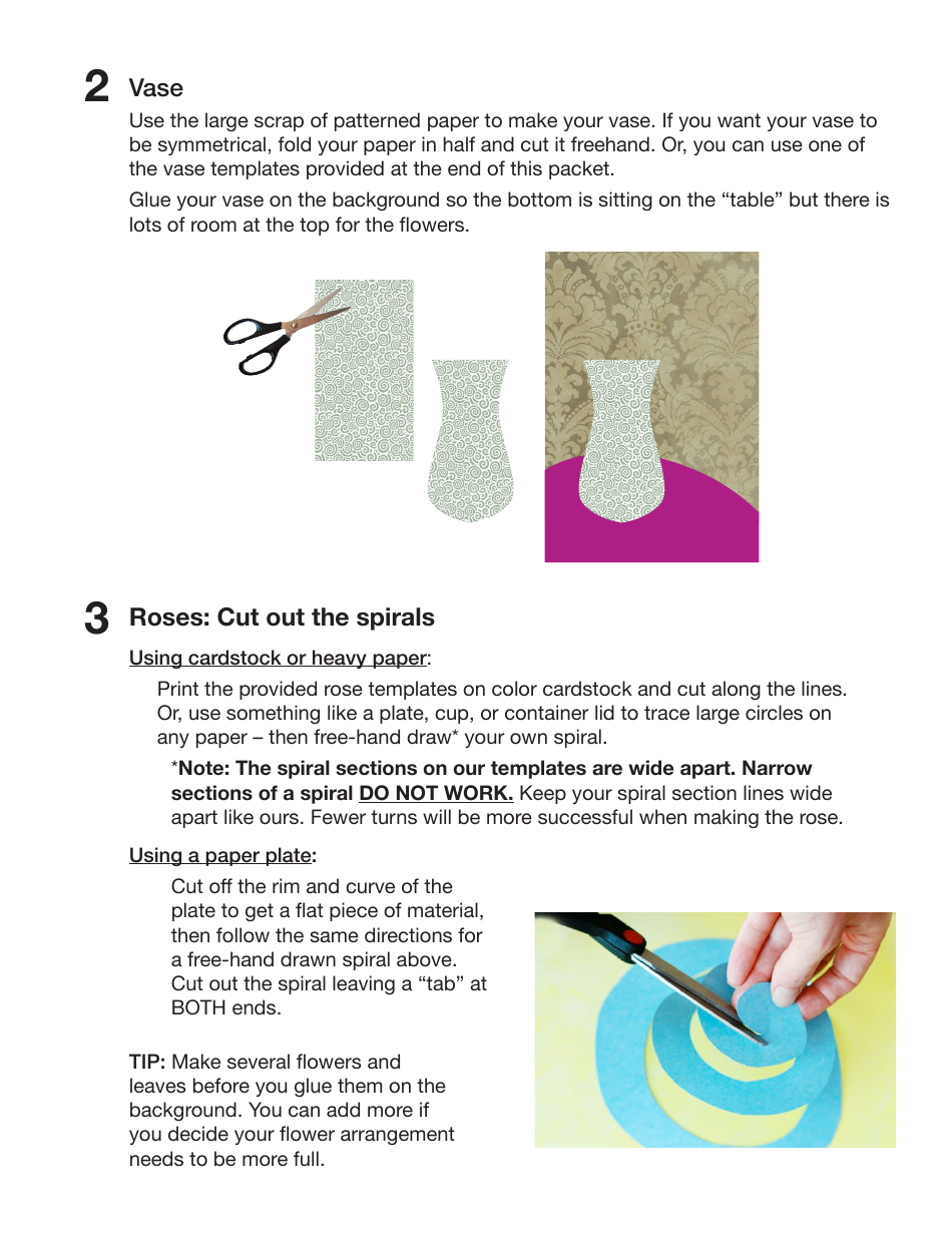 3-d Paper Flower Vase Templates, Page 3