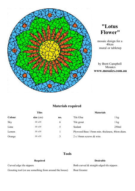 Beautiful Lotus Flower Mosaic Design Template