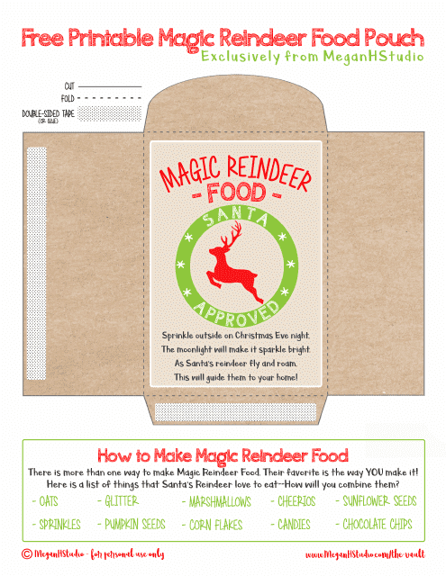 Magic Reindeer Food Pouch Template Download Pdf