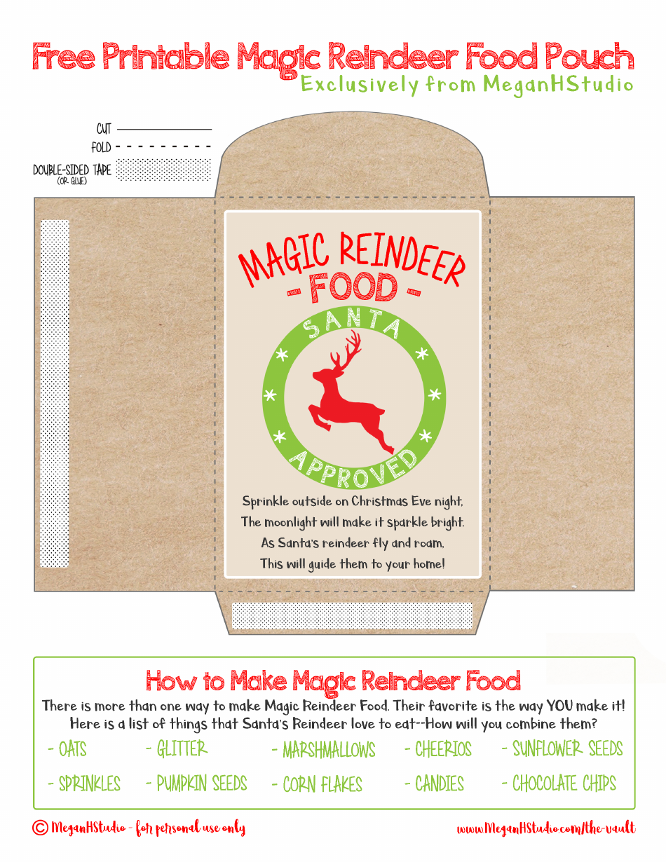 Magic Reindeer Food Pouch Template, Page 1