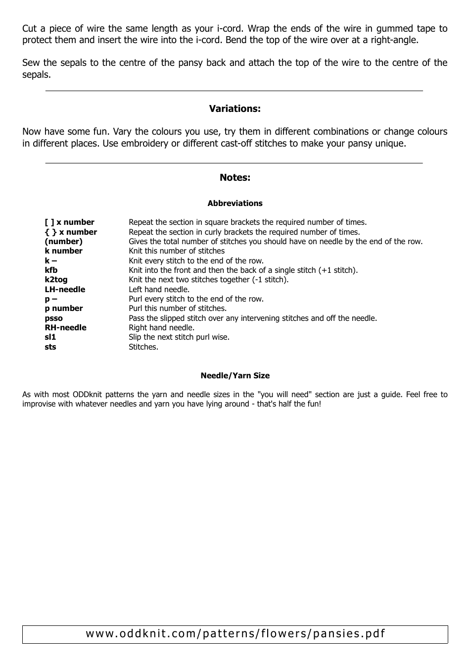 Pansy Flower Knitting Patterns, Page 3