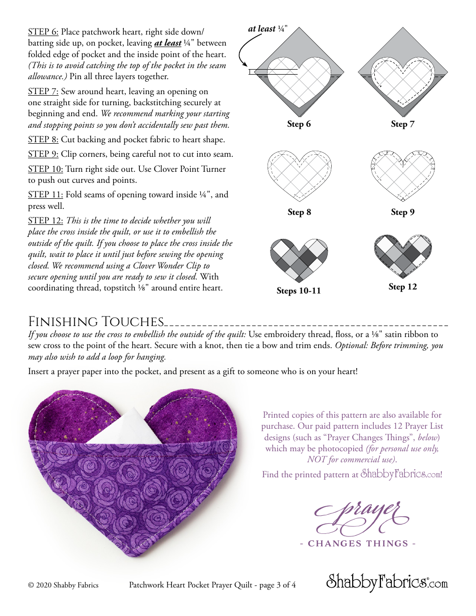 Patchwork Heart Quilt Diagram - Shabby Fabrics, Page 3