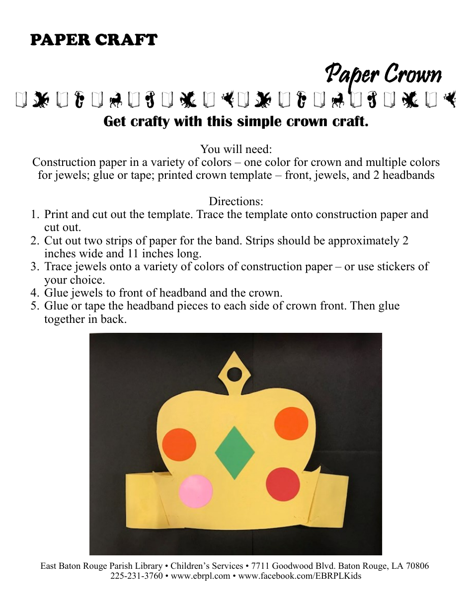 Paper Craft Crown Template Download Printable PDF | Templateroller