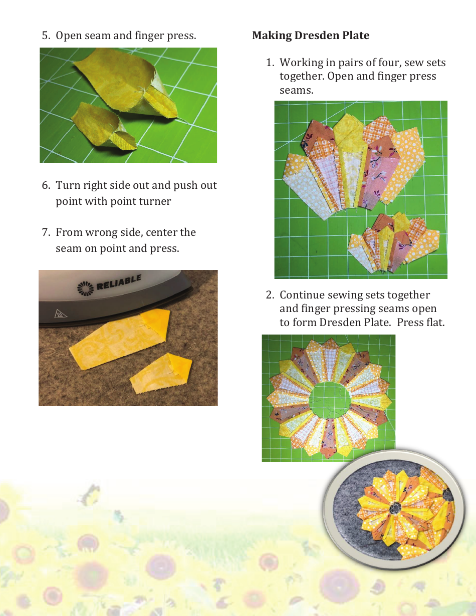 Sunny Sunflowers Quilt Pattern Templates, Page 3