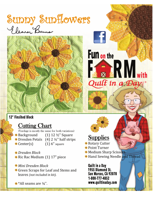 Sunny Sunflowers Quilt Pattern Templates - Preview Image