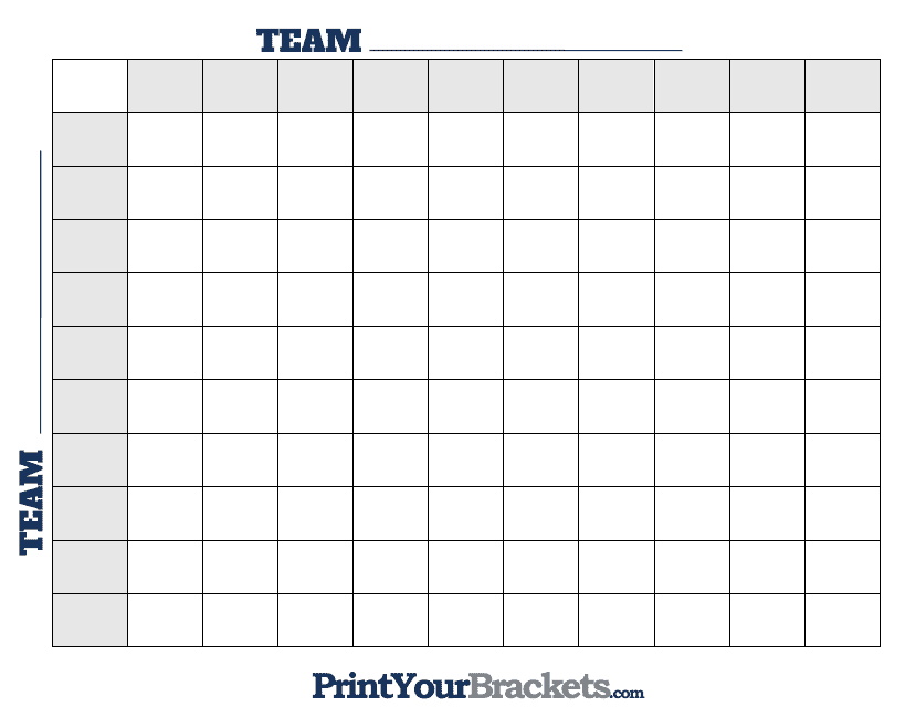 100 Square Football Grid Template