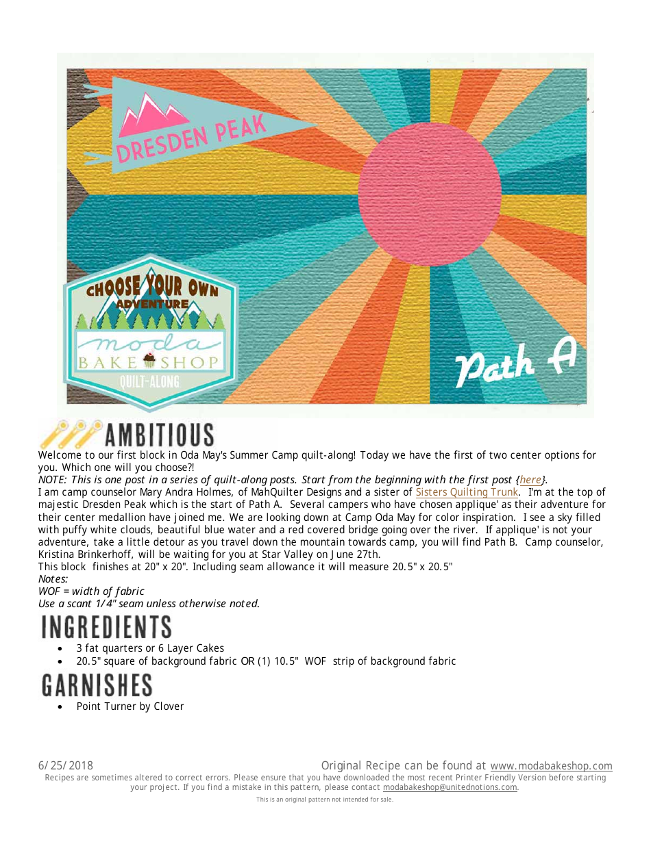 Dresden Peak Quilt Pattern Templates Download Printable PDF ...