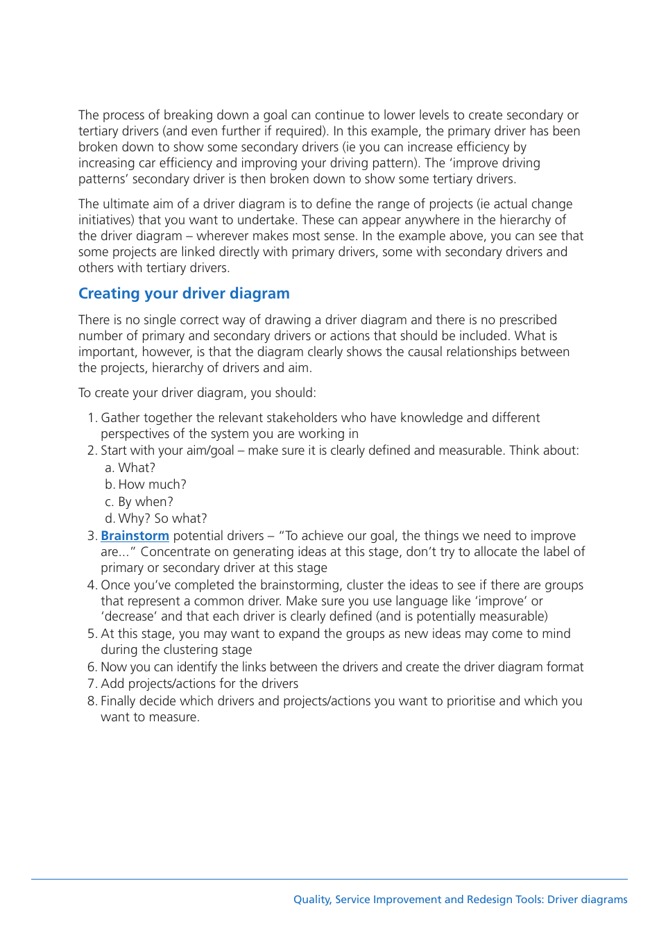 United Kingdom Quality, Service Improvement and Redesign Tools Driver Diagram Template Fill