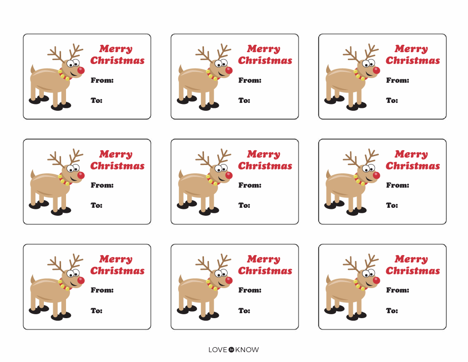 Reindeer Christmas Gift Tag Templates, Page 1