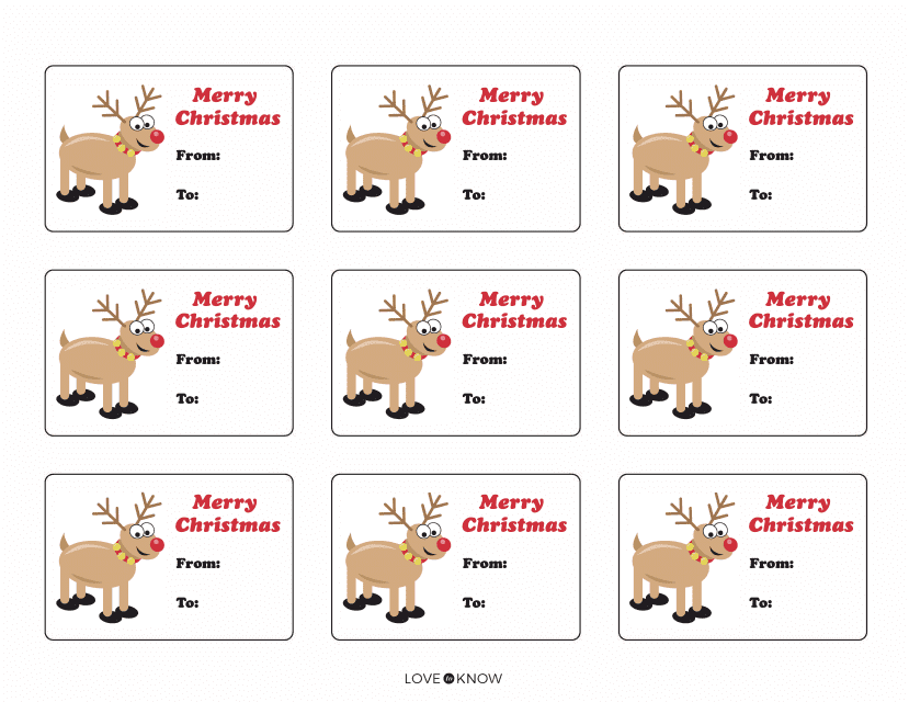 Reindeer Christmas Gift Tag Templates Download Pdf