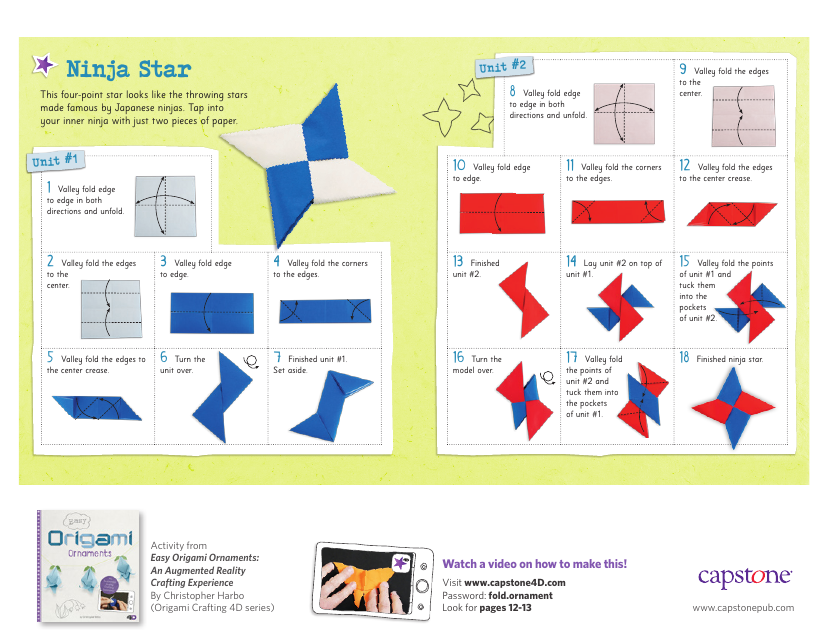 Ninja Star Origami - Step-by-step instructions for creating a cool and unique Ninja Star Origami design.