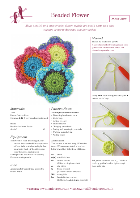 Beaded Flower Crochet Pattern - Lace and Intricate Floral Design