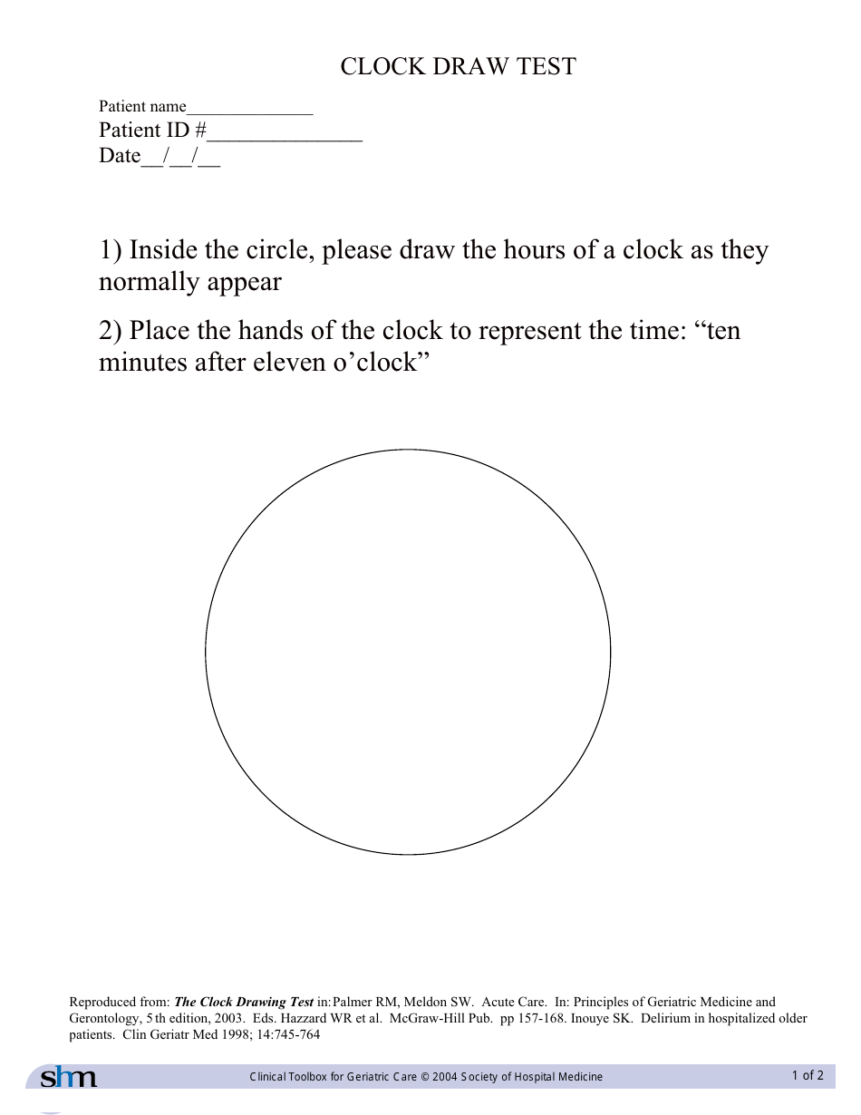 Clock Draw Test Overview - Society of Hospital Medicine