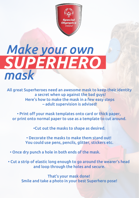 Superhero Mask Templates for Special Olympics