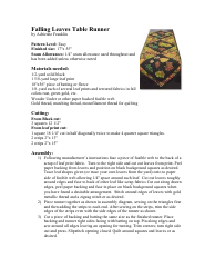 Document preview: Falling Leaves Table Runner Templates - Cranston Print Works Company