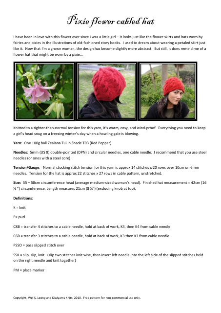 Preview of the Pixie Flower Hat Knitting Pattern by Wei S. Leong and Kiwiyarns Knits