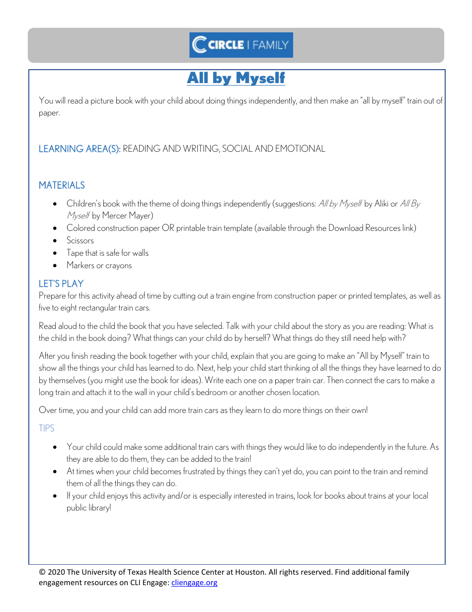 Cli Curriculum Lessons Family Workbook - the University of Texas Health Science Center at Houston, Page 23