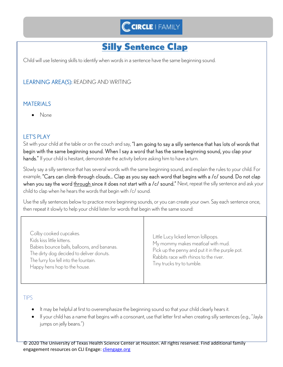 Cli Curriculum Lessons Family Workbook - the University of Texas Health Science Center at Houston, Page 24