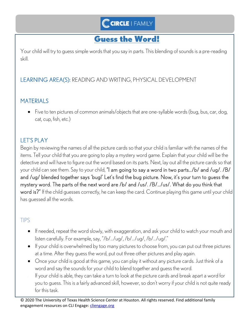 Cli Curriculum Lessons Family Workbook - the University of Texas Health Science Center at Houston, Page 25