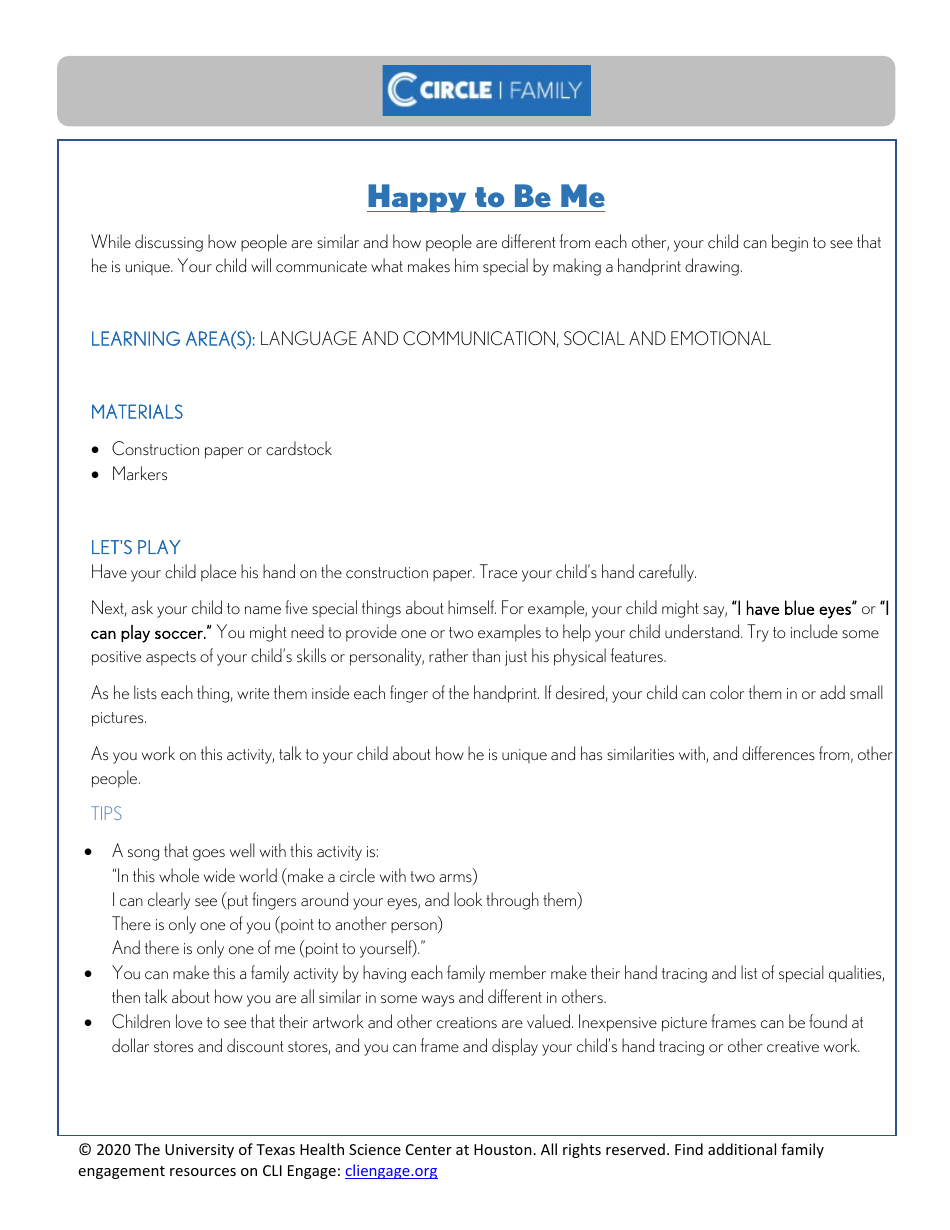 Cli Curriculum Lessons Family Workbook - the University of Texas Health Science Center at Houston, Page 29