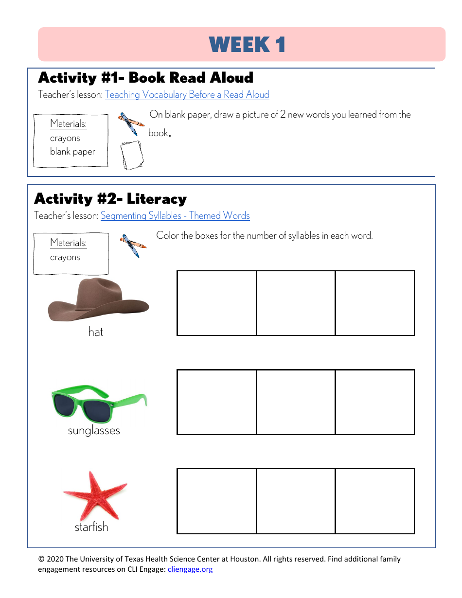 Cli Curriculum Lessons Family Workbook - the University of Texas Health Science Center at Houston, Page 2