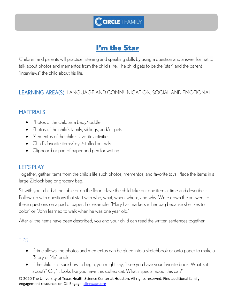 Cli Curriculum Lessons Family Workbook - the University of Texas Health Science Center at Houston, Page 31
