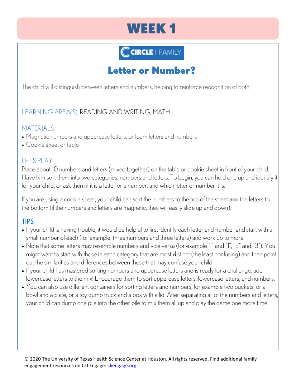 Cli Curriculum Lessons Family Workbook - the University of Texas Health Science Center at Houston, Page 5