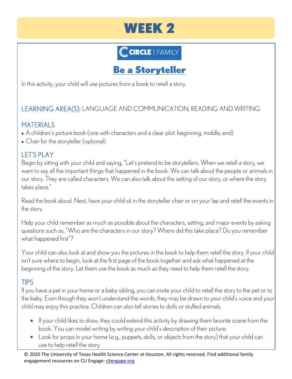 Cli Curriculum Lessons Family Workbook - the University of Texas Health Science Center at Houston, Page 8
