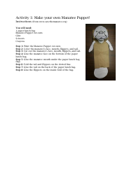 Document preview: Manatee Paper Bag Puppet Templates
