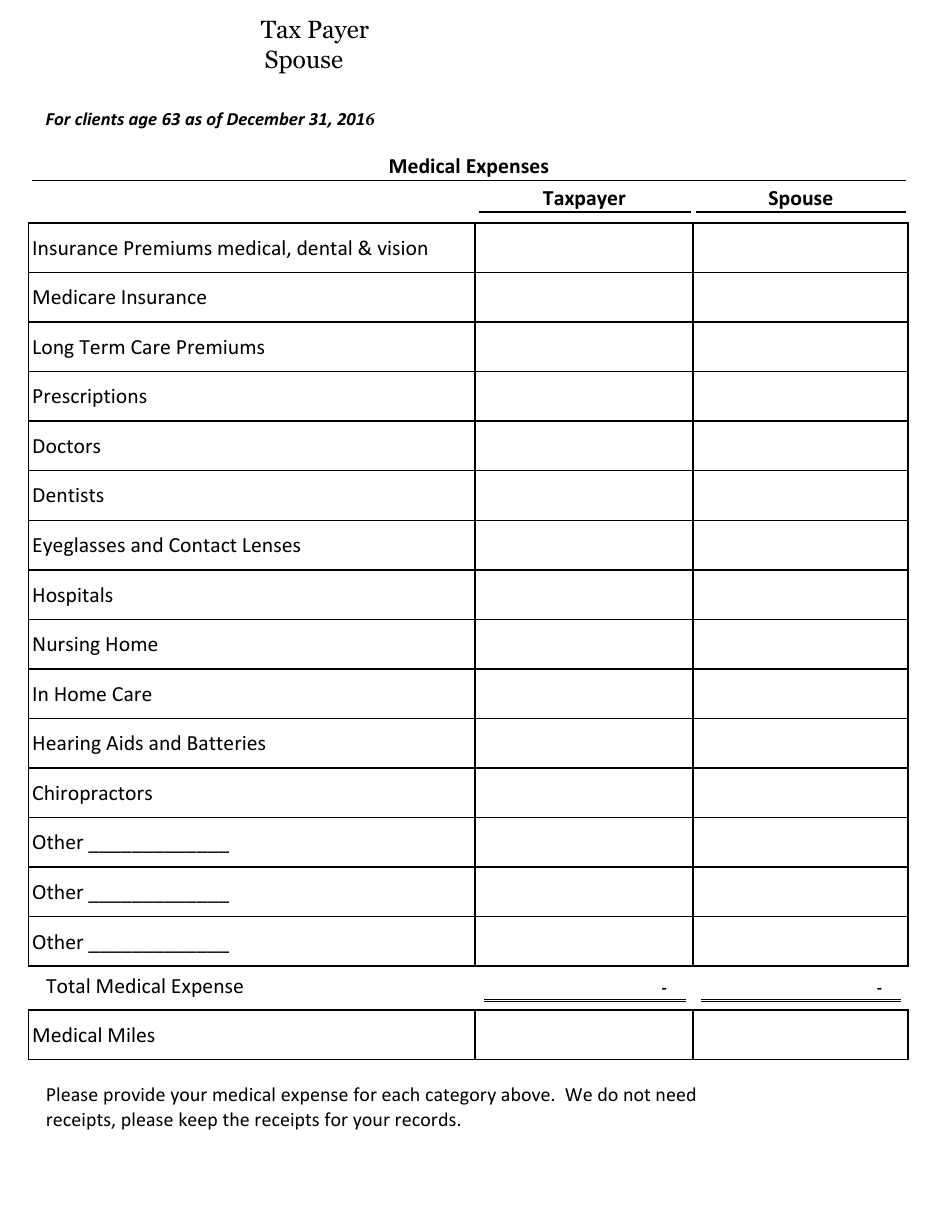 A preview image of our comprehensive Medical Expenses Worksheet forms for organizing and managing medical expenses.