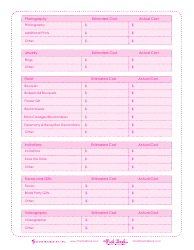 Wedding Budget Spreadsheet Template - the Pink Book, Page 2