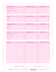 Wedding Budget Spreadsheet Template - the Pink Book, Page 3
