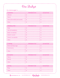 Wedding Budget Spreadsheet Template - the Pink Book